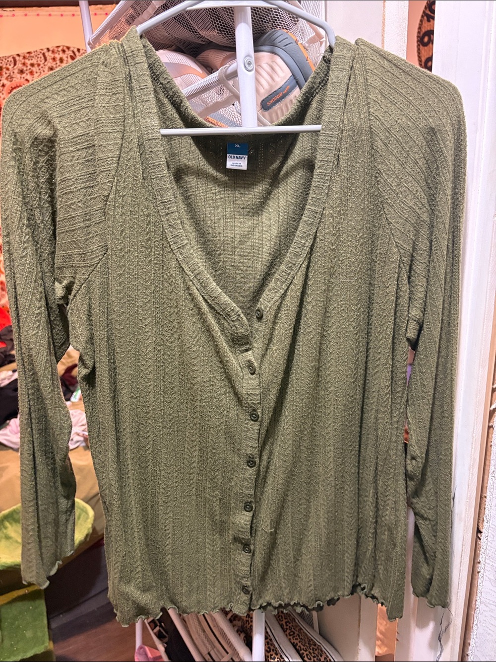 Old Navy Olive Green Lightweight Button-Front Cardigan